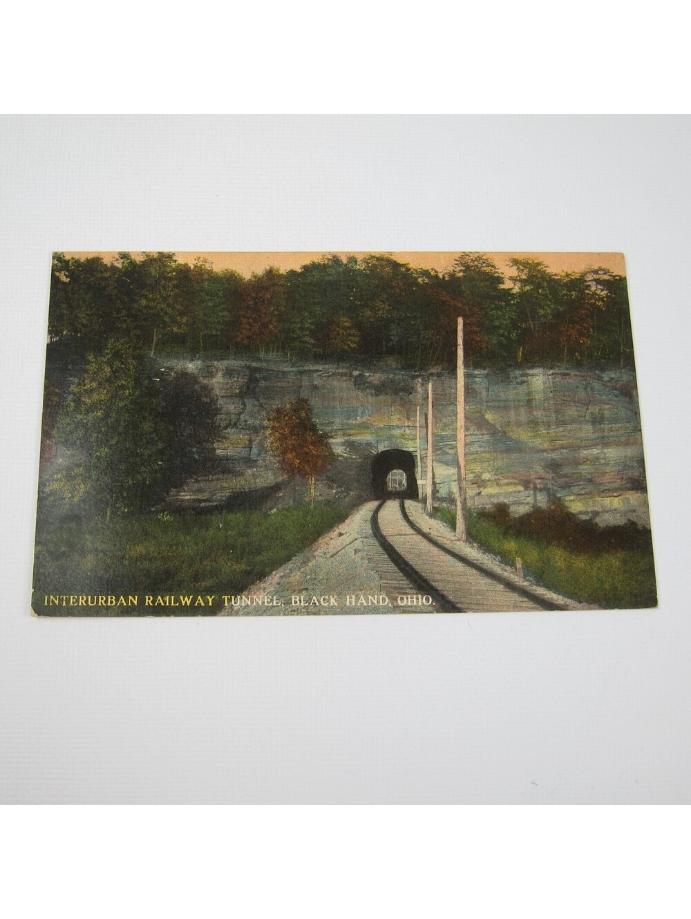 Train Postcard Interurban Railway Tunnel Black Hand Ohio Color UNPOSTED RARE